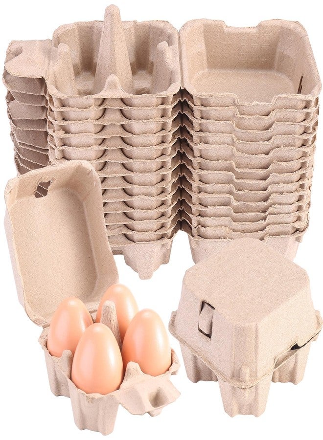 LayHyand 30 Pack Egg Cartons 4 Count, Cheap Bulk Pulp 4 Cell Containers Vintage Easter, 1/3 Dozen Sturdy Natural Kraft Paper Holder Box for Storage Fresh Chicken Huevo 2x2 - Image 1